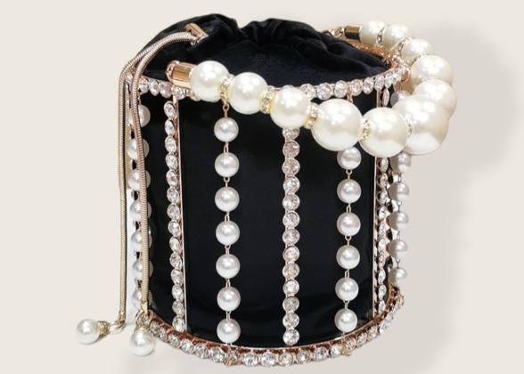 Women Luxury Handmade Diamond Beaded Bucket Purses