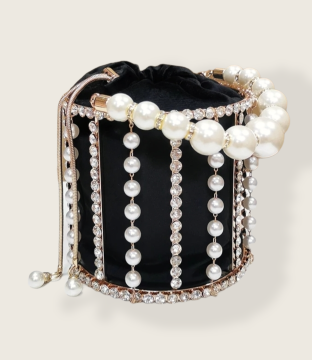 Women Luxury Handmade Diamond Beaded Bucket Purses