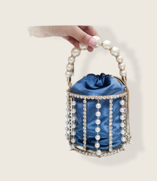 Women Luxury Handmade Diamond Beaded Bucket Purses