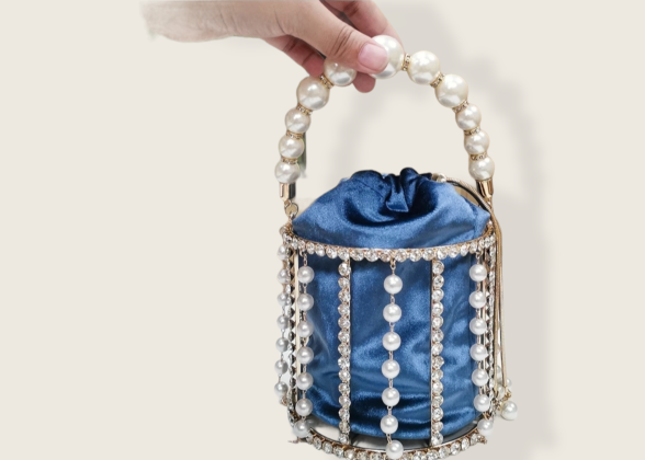Women Luxury Handmade Diamond Beaded Bucket Purses