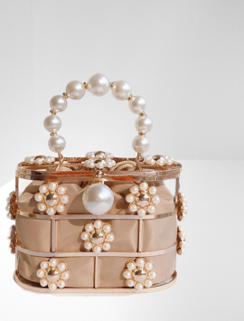 Pearl Basket Evening Clutch Bag