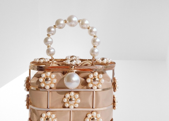 Pearl Basket Evening Clutch Bag