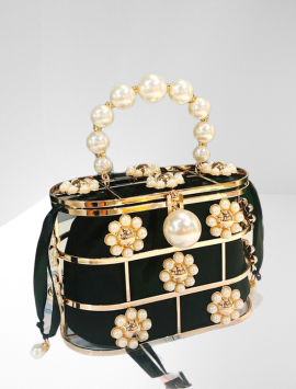 Pearl Basket Evening Clutch Bag