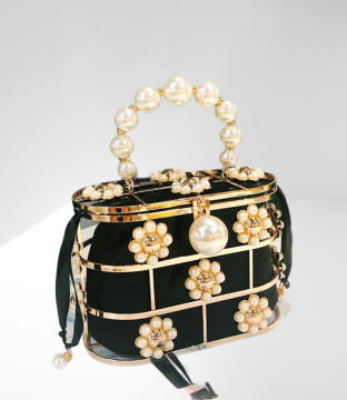 Pearl Basket Evening Clutch Bag