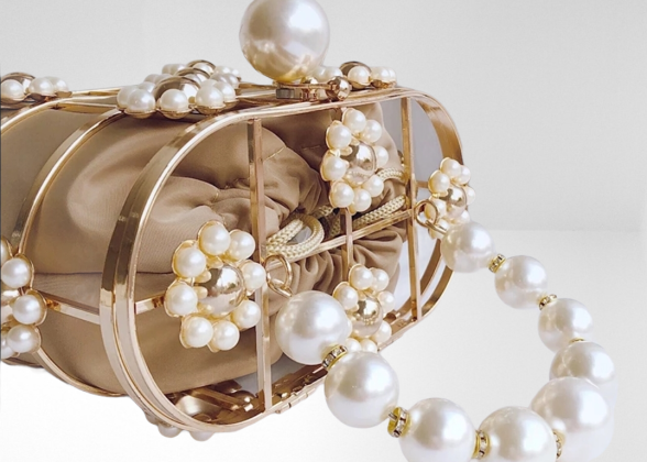 Pearl Basket Evening Clutch Bag