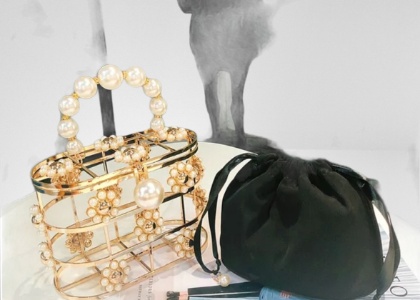 Pearl Basket Evening Clutch Bag