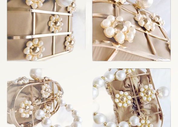 Pearl Basket Evening Clutch Bag