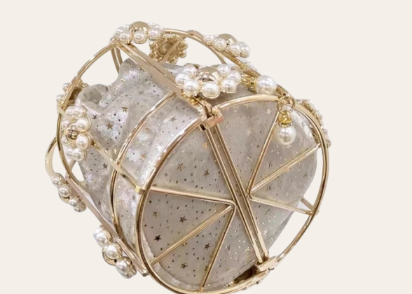 Women's Fashion Handmade Gold Bucket Purse