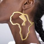 African Map Egyptian Queen Nefertiti Stud Earrings