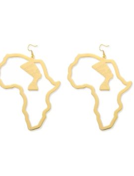African Map Egyptian Queen Nefertiti Stud Earrings