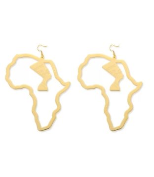 African Map Egyptian Queen Nefertiti Stud Earrings