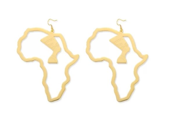African Map Egyptian Queen Nefertiti Stud Earrings