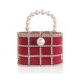 Pearl Beaded Metallic Cage Handbag
